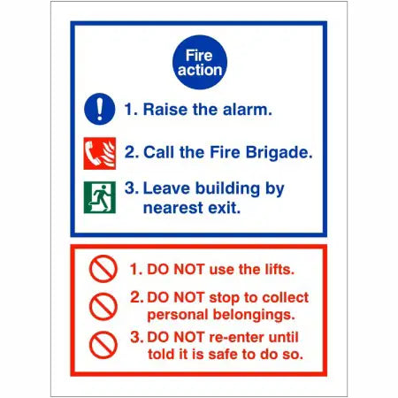 Fire Action Notice "Do not use Lift" - Rigid 150mm x 200mm image 0