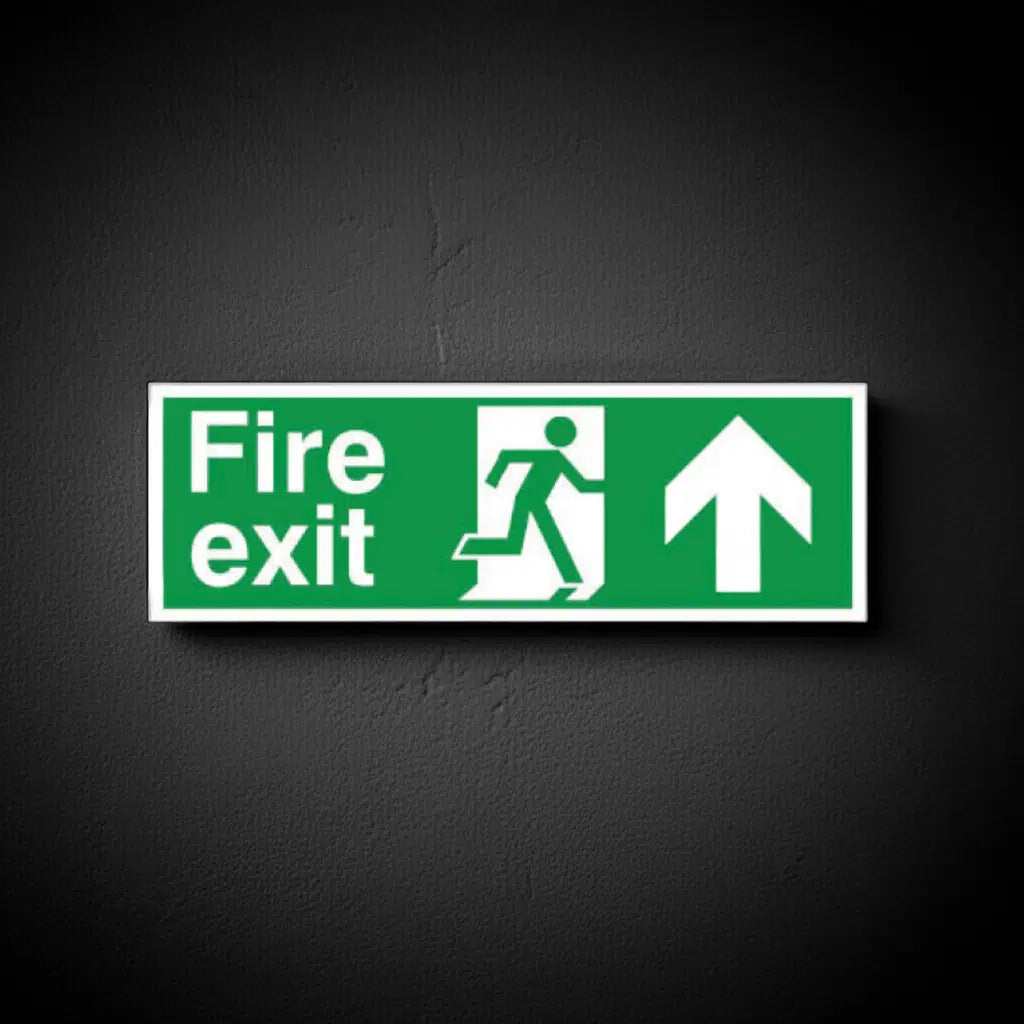 Fire Exit Sign Arrow Up – Photoluminescent (400mm x 150mm) image 0