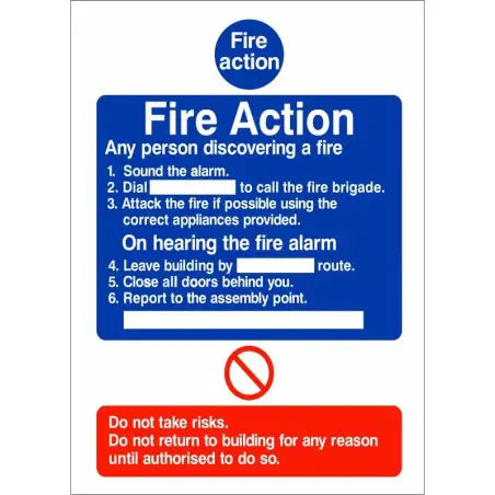 Fire Action Notice "Do Not Take Risks" - 150mm x 200mm image 0