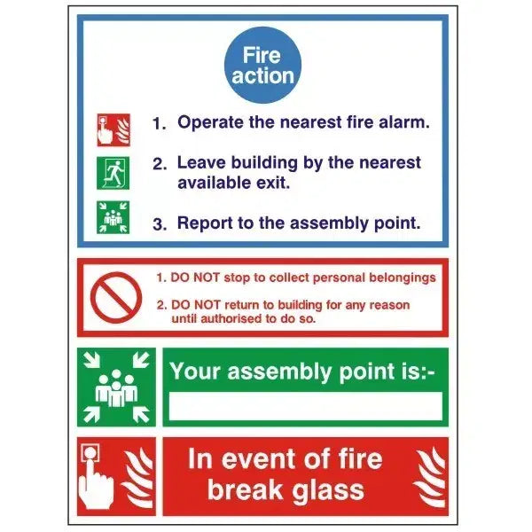 Fire Action Notice “Your Assembly Point Is” – Photoluminescent (150mm x 200mm) image 0
