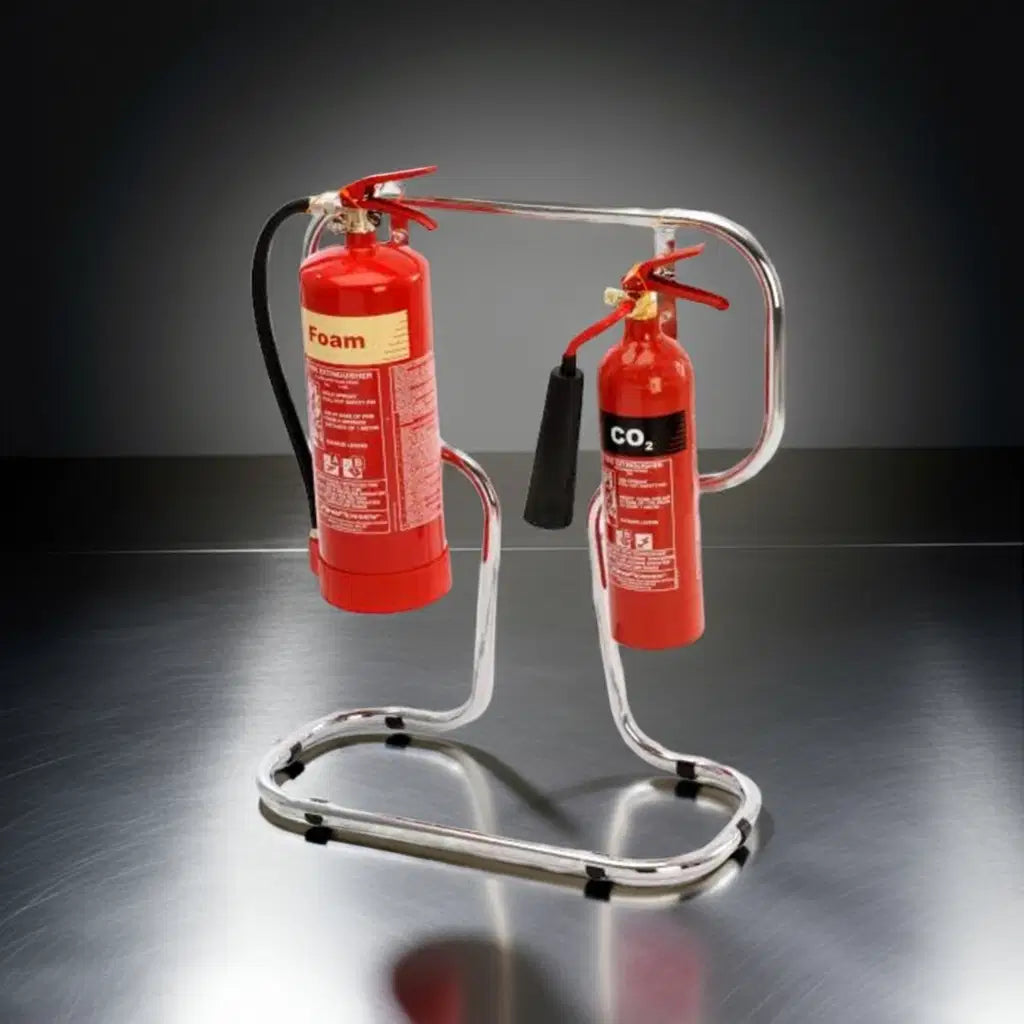 Chrome Fire Extinguisher Stand - Double image 0