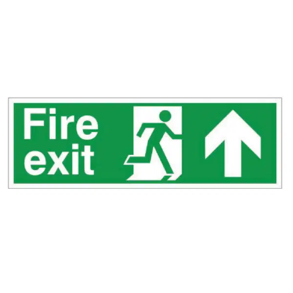 Fire Exit Sign Arrow Up – Photoluminescent (400mm x 150mm) image 1