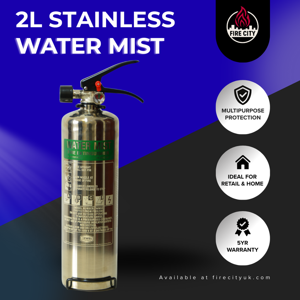 2L Water Mist Fire Extinguisher - Stainless image 1