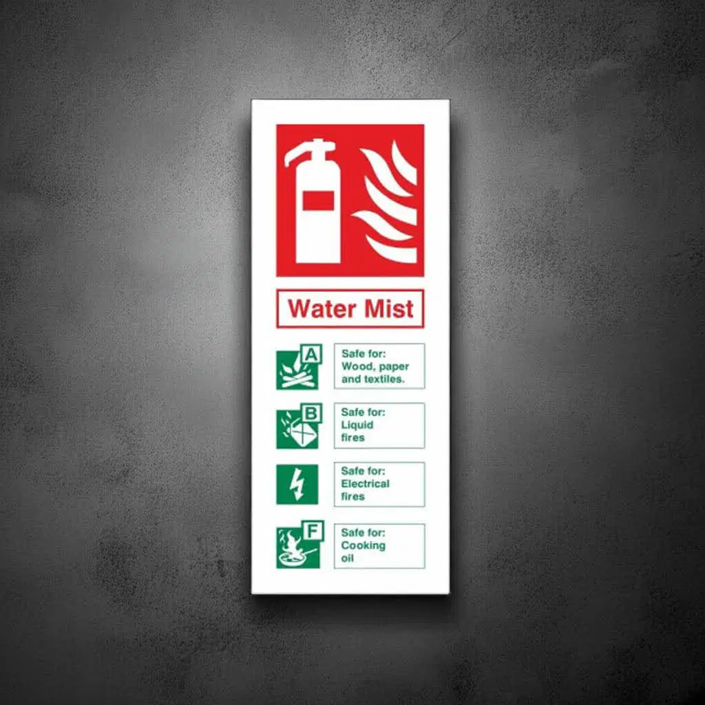 3/6L Water Mist ID Sign (B) Portrait - Rigid (80 x 200mm) image 1